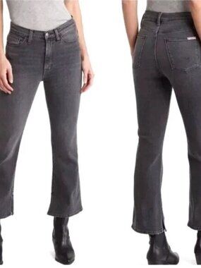 NWOT Hudson Blair High Rise Bootcut Crop Jeans Split Hems Demitria Gray Black 27
